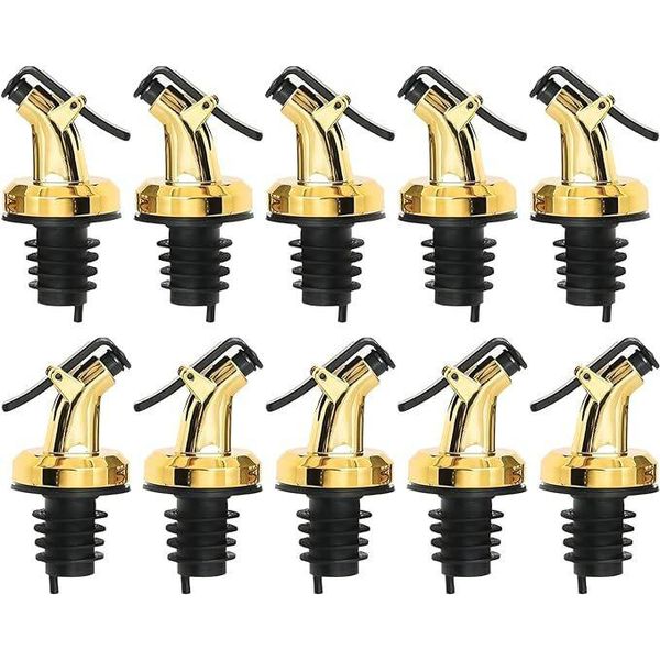 Versatore Per Bottiglie D'oro Con Tappo In Plastica In Un Set Di 10 Pezzi-image