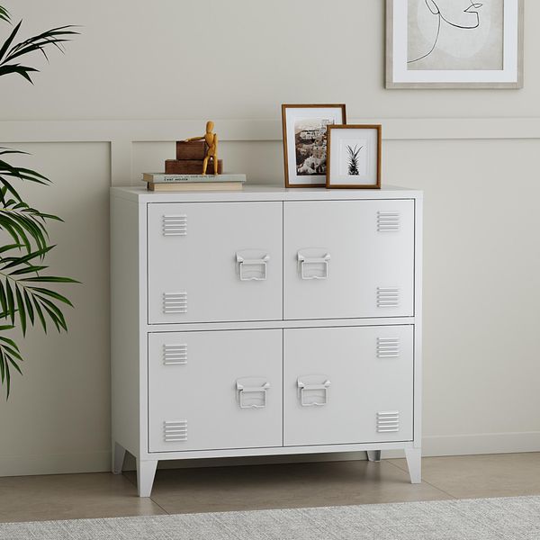 Armadio Da Ufficio 'Hamina' A 4 Ante In Acciaio 80 X 40 X 82 Cm Bianco-image