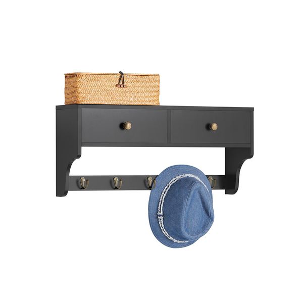 Sobuy FRG178-SCH Armadio A Muro Appendiabiti A Muro Scaffale A Muro Con 2 Cassetti-image