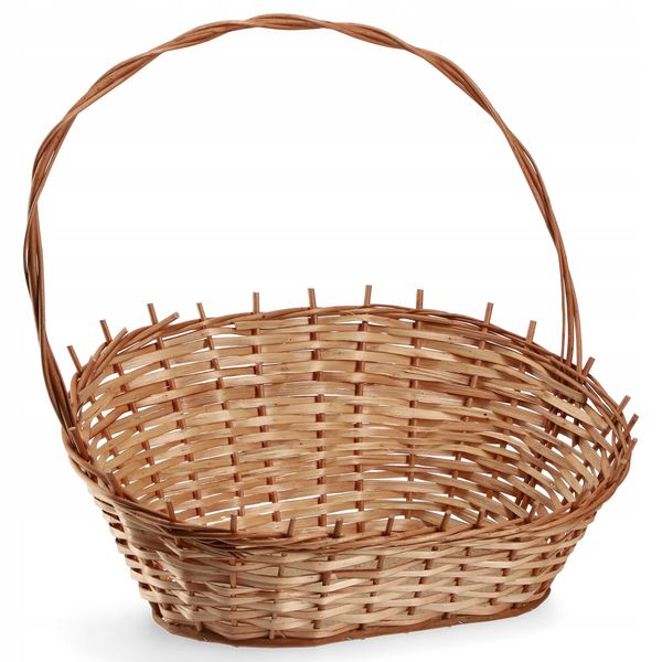 Cesto Regalo Kadax, Cesto Universale In Vimini, Cesto Con Manico Di Alta Qualità, Cesto Per Bottiglie (Naturale, Grande)-image
