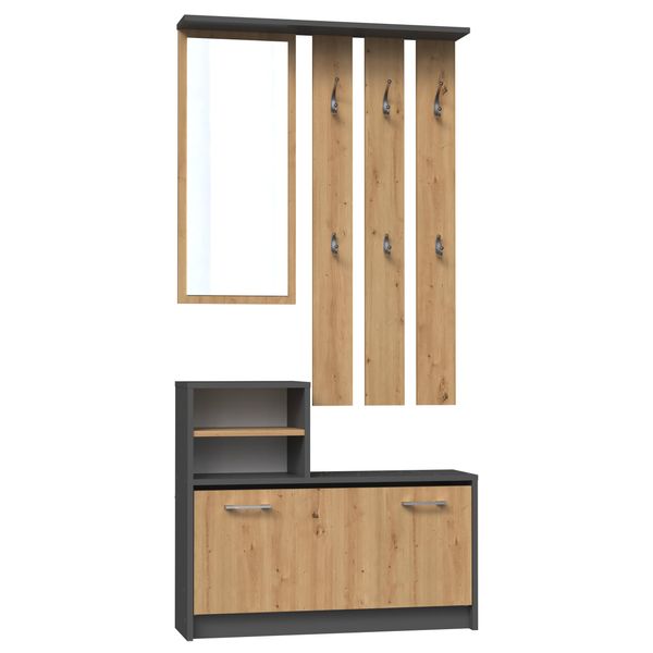 Parete Per Anticamera Priit - Rovere Artisan / Antracite-image