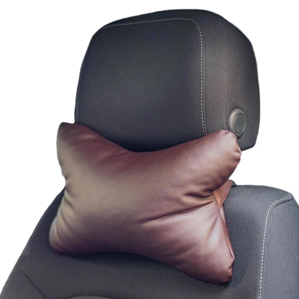 Cuscino Per Il Collo Dell'auto Cuscino Per Sedia Da Gioco Poggiatesta Per Sedile Auto Cuscino Da Viaggio Pelle Artificiale Marrone-image