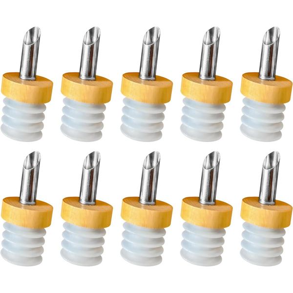 Versatore Per Bottiglie In Acciaio Inox In Legno - Set Da 10-image