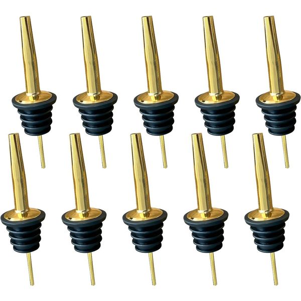 Versatore Per Bottiglie In Acciaio Inox In Oro - Set Da 10-image