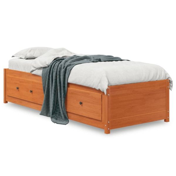 Vidaxl Letto Da Giorno Senza Materasso Marrone Cera 80X200 Cm In Legno Di Pino Massiccio-image