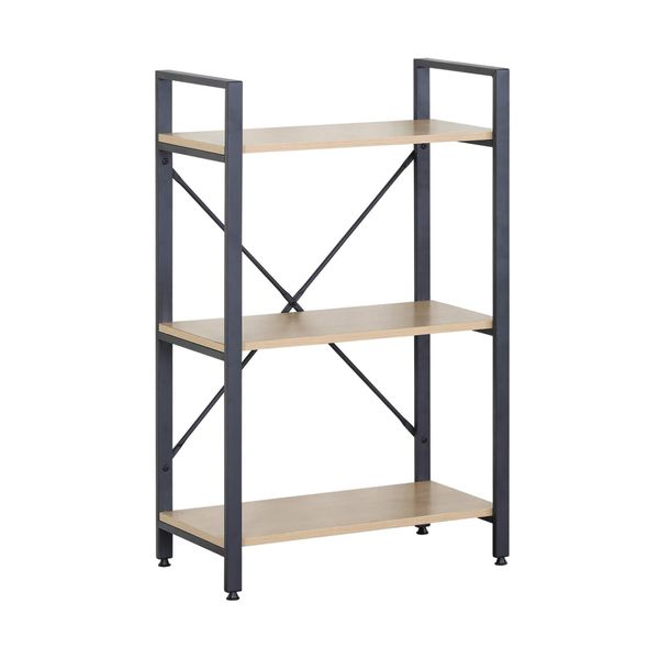 Rebecca Mobili Scaffale A 3 Scomparti In Metallo E Truciolato, Nero E Beige-image