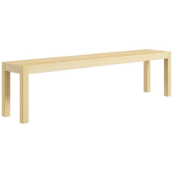 Homcom Panca A 3 Posti In Legno Panca Da Pranzo In Stile Country, Panca Da Cucina Per Cucina, Soggiorno, Ingresso, In Legno Di Pino, Caricabile Fino A 330 Kg, Naturale, 175 X 33 X 45 Cm-image