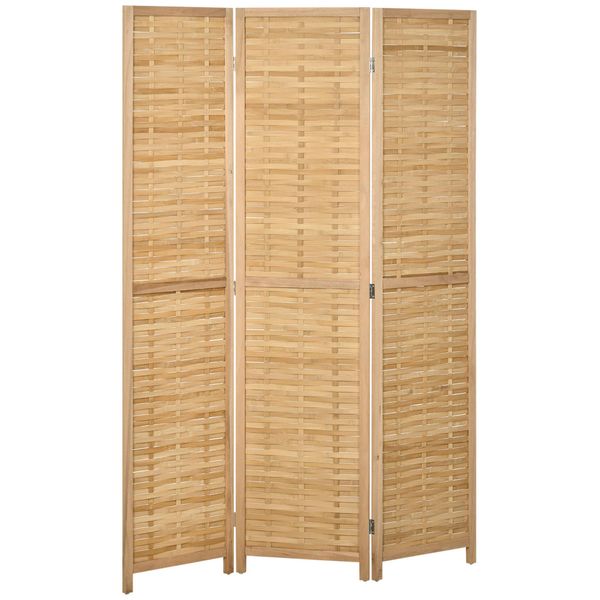 Homcom Schermo Divisorio In 3 Parti 120 X 170 Cm Parete Divisoria Pieghevole Schermo Per La Privacy Divisorio Per Ambienti In Bambù Schermo Per La Privacy Per Soggiorno, Camera Da Letto, Natura-image