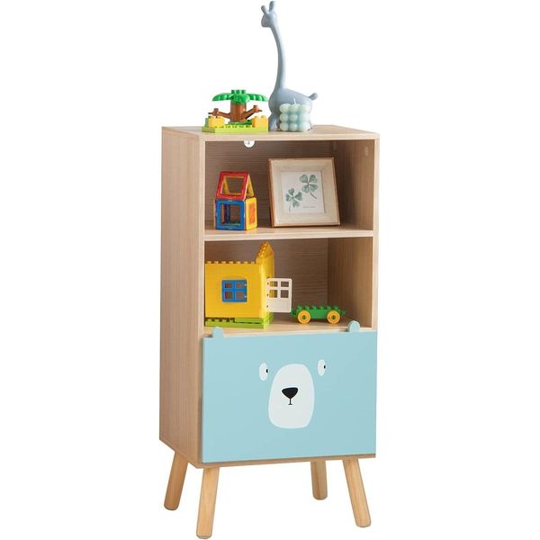 Costway Scaffale Per Bambini A 3 Livelli, Scaffale In Legno Per Bambini Con Cassetto E 2 Scomparti Aperti, Scaffale Per Giocattoli Per La Stanza Dei Giochi Dei Bambini, 40,5 X 29 X 85 Cm-image