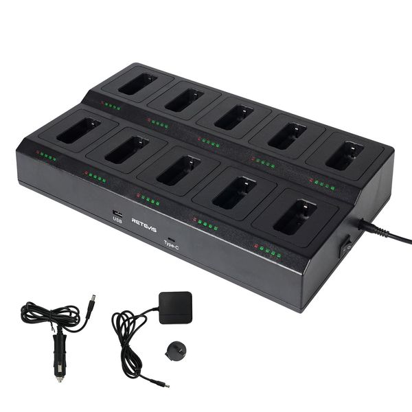 Retevis RTC22T Caricabatterie Multi-Unità A 10 Vie Per RT622 / RB619 / RB639 / RB639P (1 Pz)-image