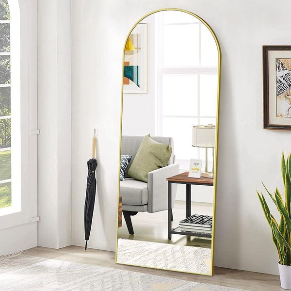 Fortuna Lai Specchio Ad Arco A Figura Intera, 53 X 162 Cm Specchio Ad Arco A Figura Intera, Da Parete, Da Appoggio, Da Terra A Figura Intera Come Specchio Da Toilette Per Soggiorno, Oro-image
