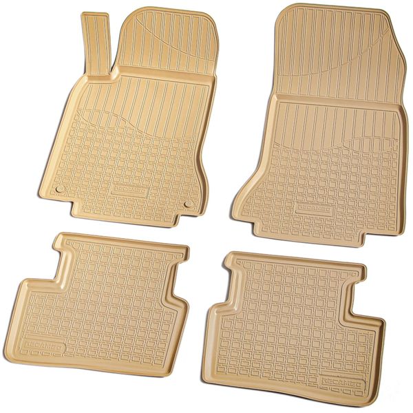 Tappetini In Gomma 3D Per Mercedes Classe B | W246 | 2011-2018 | Beige Con Bordo-image