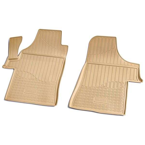 Tappetini Anteriori In Gomma Per Mercedes Vito Viano W639 | 2003-2014 | Beige Con Bordo-image