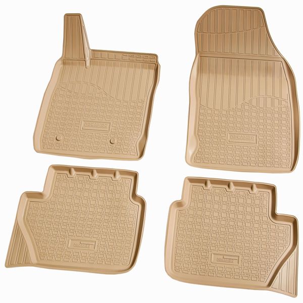Tappetini In Gomma 3D Per Ford Ecosport | Bj Dal 2012> | Beige Personalizzati Con Bordo-image