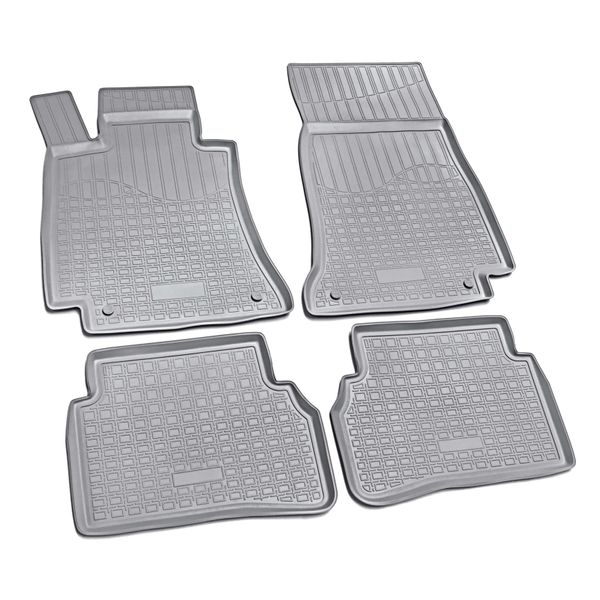 Tappetini In Gomma 3D Per Mercedes Classe C W205, S205 | Dal 2014> | Grigio Con Bordo-image
