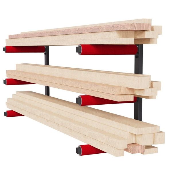 Staffa A Muro Scaffale Per Officina Scaffale In Legno Garage A Muro 3 Livelli Rosso 10338-image