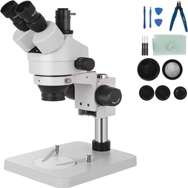 Vevor 3,5X-90X Simulatore Focale Digitale Zoom Stereo Microscopio Lega Al-Zn 360 Gradi Ruotabile Stereo Microscopio Trinoculare Microscopio Da Laboratorio Supporto Di Collegamento Della Telecamera Supporto A Colonna Regolabile Accessori-image