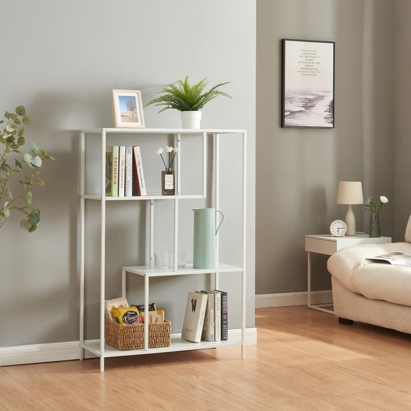 Libreria 'ReisjäRvi' Con 4 Scomparti Aperti In Acciaio 115 X 75 X 35 Cm Bianco, Opaco-image