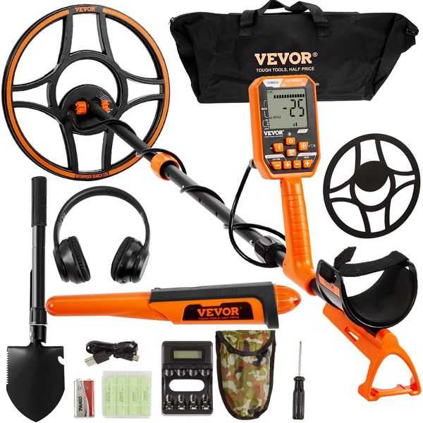 Vevor Metal Detector Professionale 7 Modalità Metal Detector Bobina Di Ricerca Da 30 Cm IP68 Profondità Di Immersione Fino A 3 M Rilevatore D'oro Con Impugnatura Regolabile Rilevatore D'oro Incl. Auricolare Bluetooth Localizzatore Di Precisione-image