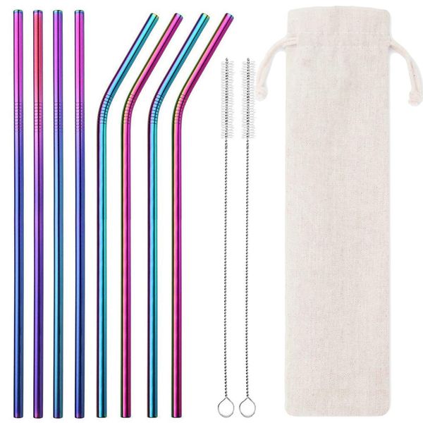 Inf Set Di Cannucce In Acciaio Inossidabile, Set Da 11 Pezzi Multicolore-image