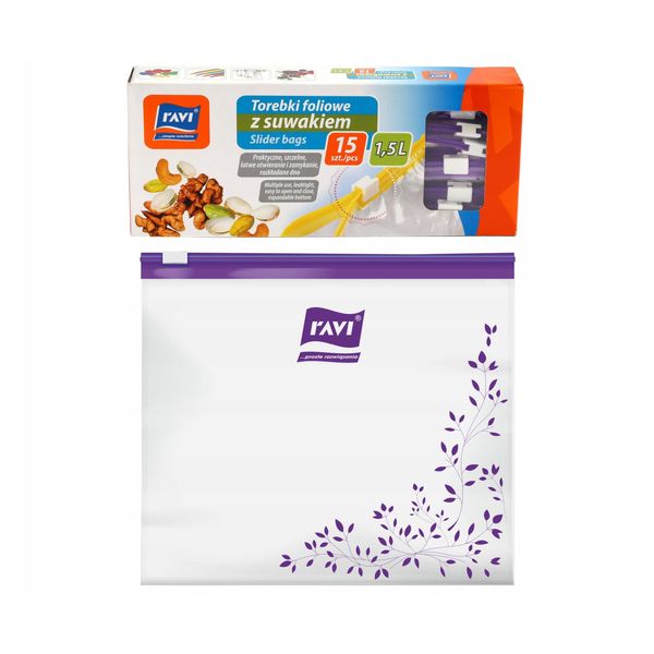 Sacchetti Di Plastica Riutilizzabili Con Chiusura A Zip 1,5L 15 Pezzi-image