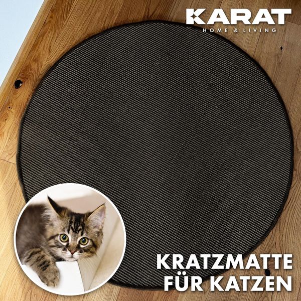 Tappeto Tiragraffi Per Gatti Tappeto Tiragraffi Rotondo In Sisal Per La Cura Degli Artigli Nero 150 Cm Di Diametro-image