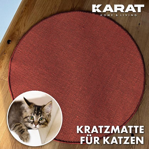 Tappeto Tiragraffi Per Gatti Tappeto Tiragraffi Rotondo In Sisal Per La Cura Degli Artigli Rosso 120 Cm Di Diametro-image