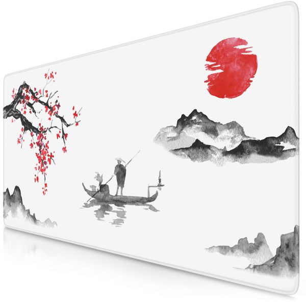 Tappetino Per Mouse Da Gioco Titanwolf Xxl, 900 X 400 X 3 Mm, Tappetino Da Tavolo, Lavabile, Retro Antiscivolo, Velocità E Precisione, Ink Sakura 5-image