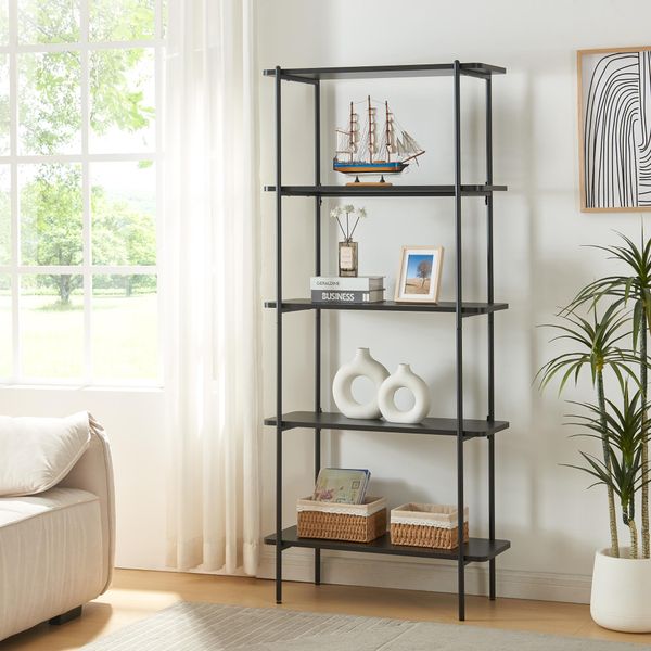 Scaffale A Terra 'Samnanger' Con 5 Ripiani 180 X 80 X 34 Cm Nero-image