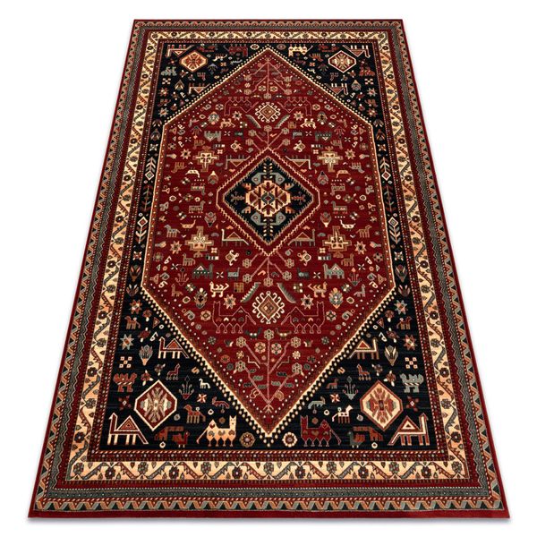 Tappeto Di Lana Kashqai 4364 301 Orientale, Cornice Chiaretto / Nero Rosso 200X300 Cm-image