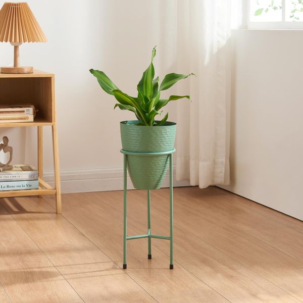 Supporto Per Piante 'Asten' Con Vaso In Metallo 40,5X16 Cm Verde-image