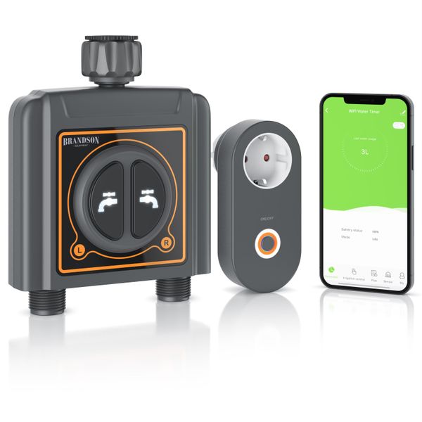 Computer Per Irrigazione Brandson Con 2 Prese E Presa Per Connessione Wifi, Timer Per Irrigazione, Sistema Di Irrigazione, Irrigazione Automatica-image