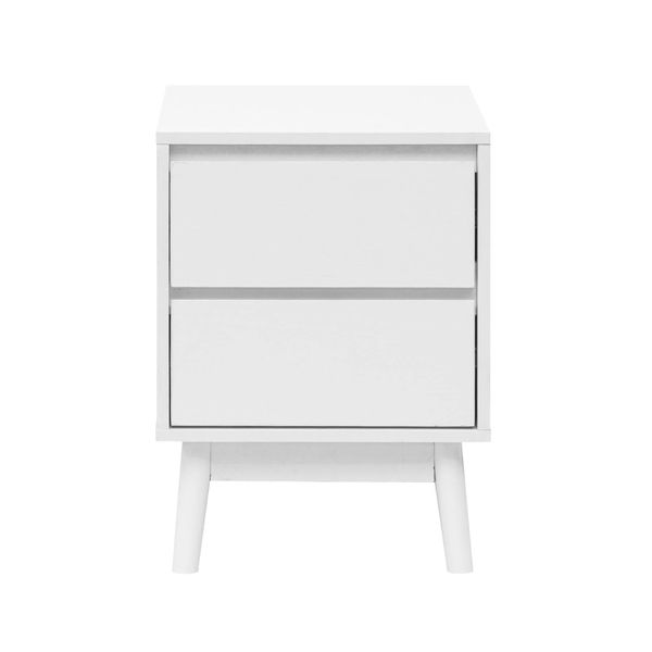 Rebecca Mobili Comodino 2 Cassetti Multiuso Mdf Bianco Stile Scandinavo-image