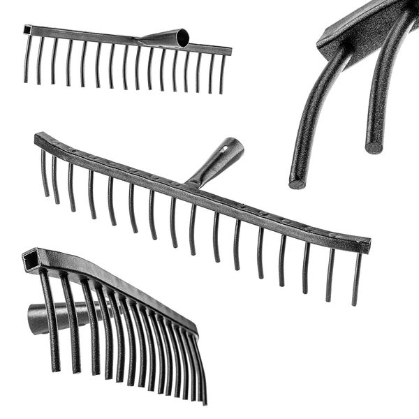 Rastrello Da Giardino Kadax In Acciaio, Rastrello Per Pietre, Rastrello Da Giardino Senza Manico, Testa Robusta (Rettangolare A 16 Denti)-image
