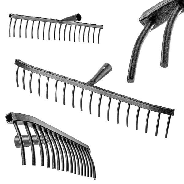 Rastrello Da Giardino Kadax In Acciaio, Rastrello Per Pietre, Rastrello Da Giardino Senza Manico, Testa Robusta (Rettangolare A 18 Denti)-image