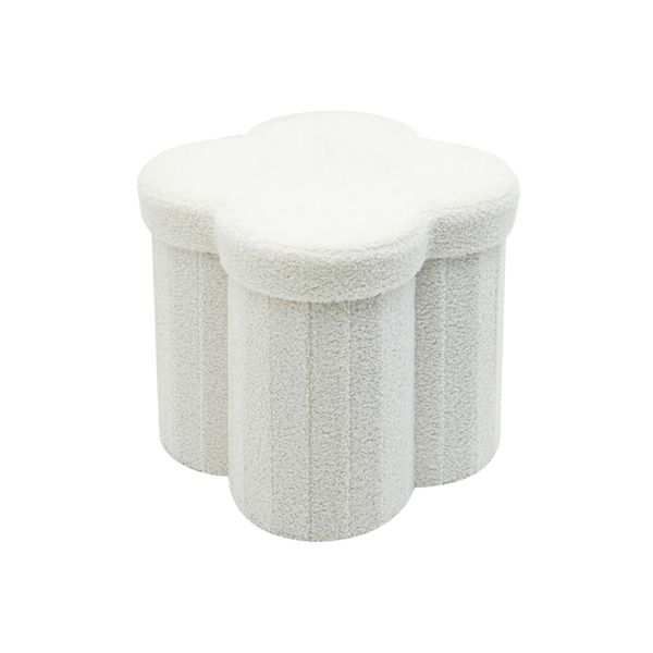 Rebecca Mobili Sgabello Sufra 40X40X40 Tessuto Poliestere Mdf Bianco Moderno-image