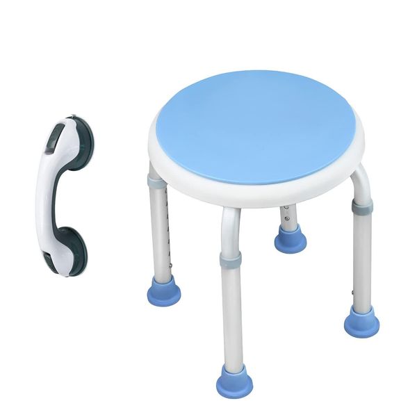 Sessamen-Lp Sgabello Da Doccia Sedia Da Doccia Sgabello Da Bagno+ Maniglione Per Vasca Da Bagno Maniglione A Ventosa Donne Incinte Per Doccia E Vasca Da Bagno (Modello A, 360°)-image