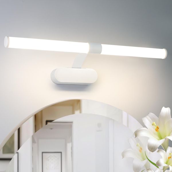 Zmh Lampada A Specchio Lampada A Led 8W Colore Della Luce 4000K Illuminazione A Parete Curvatura IP44 Bianco Illuminazione Armadio A Specchio 60Cm-image