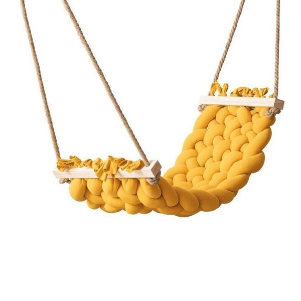 Amaca Sospesa 125X61 Altalena Da Soffitto Amaca Da Camera Per Bambini Giallo 10922-image