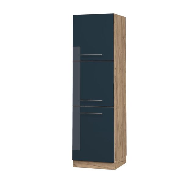 Vicco Mobile Per Forno Da Incasso Fame-Line, 60 Cm, Blu Scuro Lucido/Quercia Dorata-image