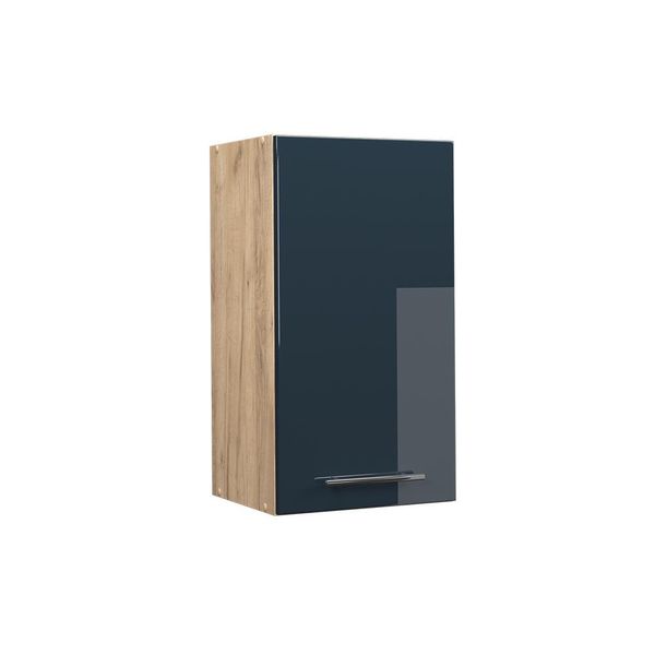 Vicco Pensile Da Cucina Fame-Line, 40 Cm, Blu Scuro Lucido/Quercia Dorata-image