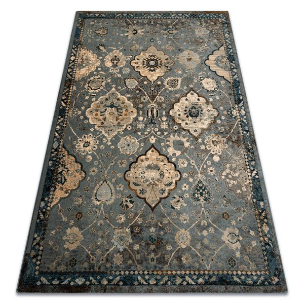 Tappeto Di Lana Polonia Abrash Orientale, Fiori Blu Chiaro Azzurro 200X300 Cm-image