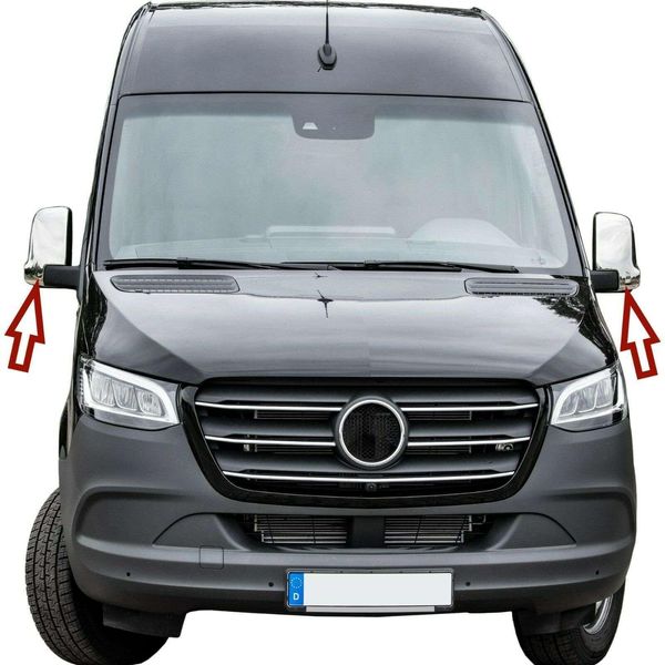 Specchietti Cromati In Acciaio Inox Per Mercedes Sprinter W907, W910 Dal 2018-image