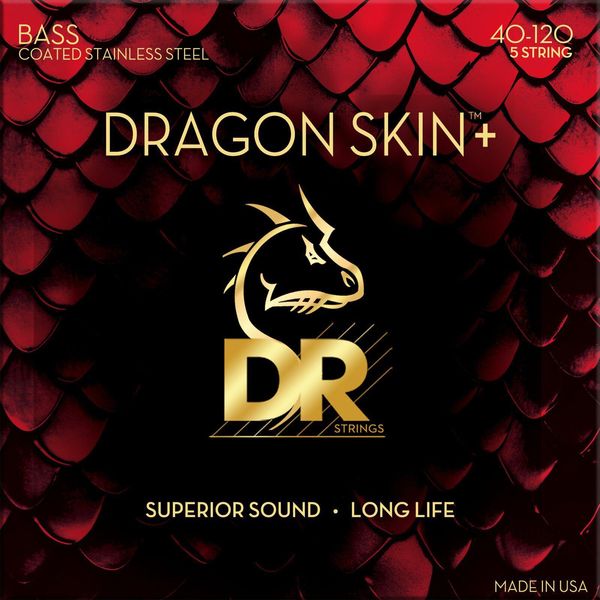 Dr Strings Dragon Skin+ Acciaio Rivestito 5 Corde Leggere 40-120 Struny Pro 5-Strunnou Baskytaru-image