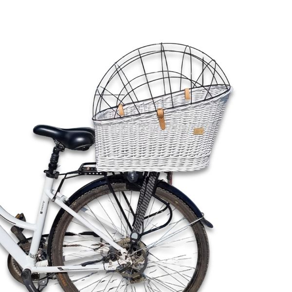 Cestino Per Cani Per Portapacchi, Cestino In Vimini Cestino Per Bici Cestino Per Portapacchi, Colore Bianco 56X46X34Cm - Wiklibox-image