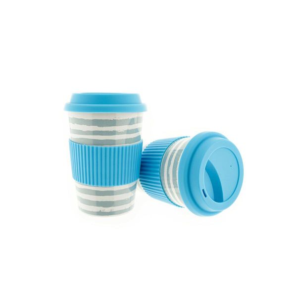 1X Tazza Da Caffè Per Andare, Tazza Da Caffè In Porcellana Con Coperchio 350Ml ZH4 Blu-image