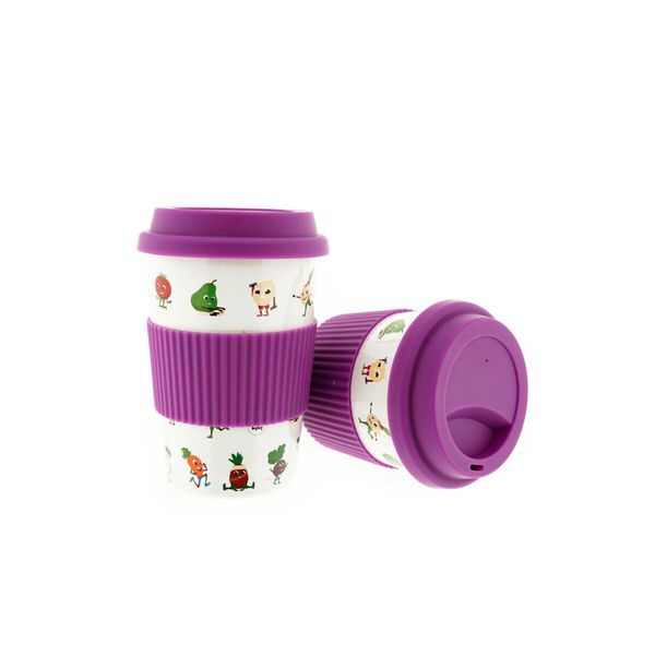 1X Tazza Da Caffè Per Andare, Tazza Da Caffè In Porcellana Con Coperchio 350Ml ZH4 Viola-image