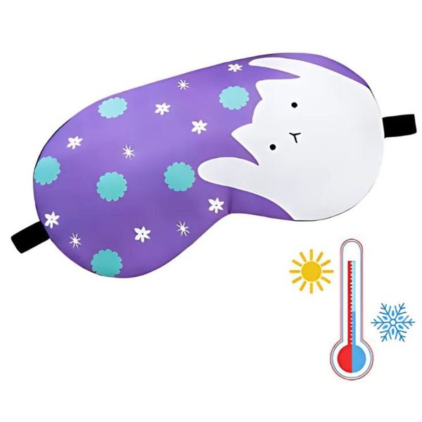 Maschera Per Gli Occhi Per Dormire - Maschera Rinfrescante E Riscaldante Per Un Sonno Perfetto Con Motivo A Gatto-image
