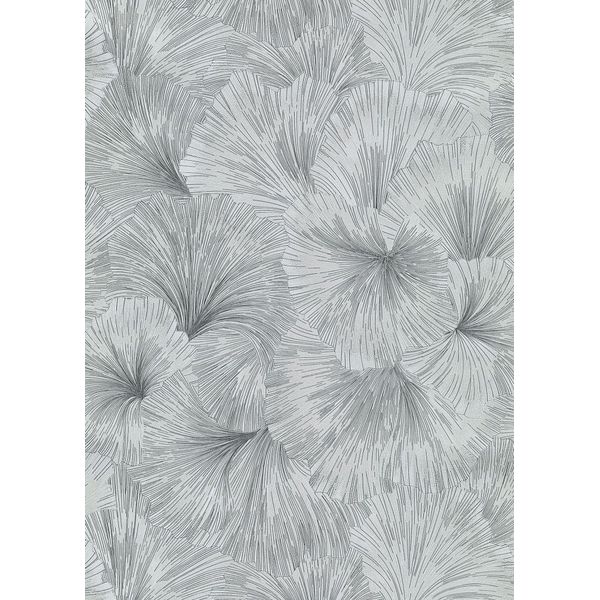 Carta Da Parati Erismann Foglie Grigio - 661577 - 53 Cm X 10,05 M-image