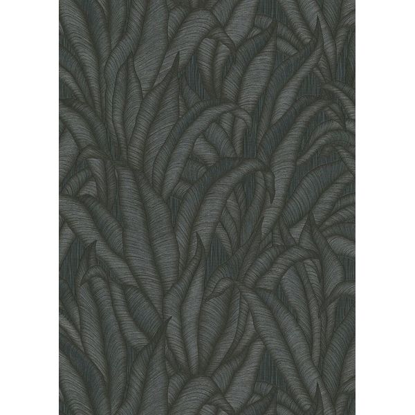 Carta Da Parati Erismann Foglie Nere - 661566 - 53 Cm X 10,05 M-image